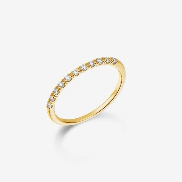 Meia Aliança em Ouro Amarelo 18k com Zircônia