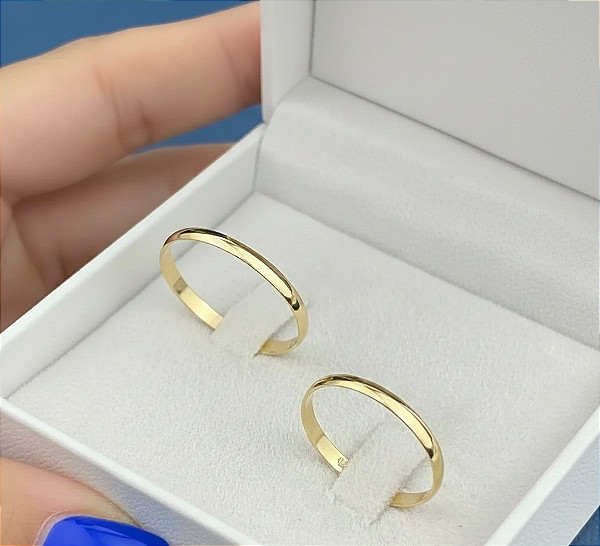 Alianças de Casamento Tradicional Ouro 18K 2mm 2 gramas