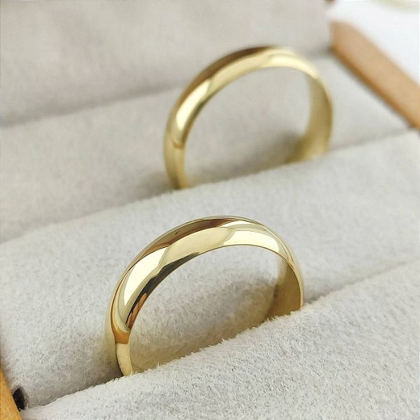 Par de Alianças Ouro 18K Casamento Tradicional 5mm 10g Abaulada