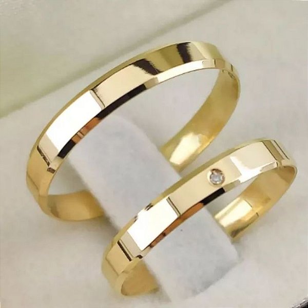 Par de Alianças Califórnia  3mm 4 gramas Ouro 18k