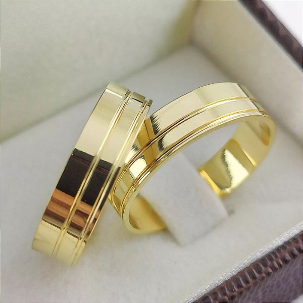 Par de Alianças Charlot Ouro 18k 5mm 8g