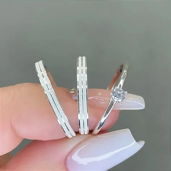 Par de Alianças de Namoro 3mm Sophia Prata 950