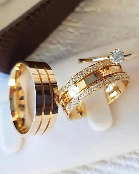 Par de Alianças de Ouro 18k legítimo 8mm 14g com Frisos