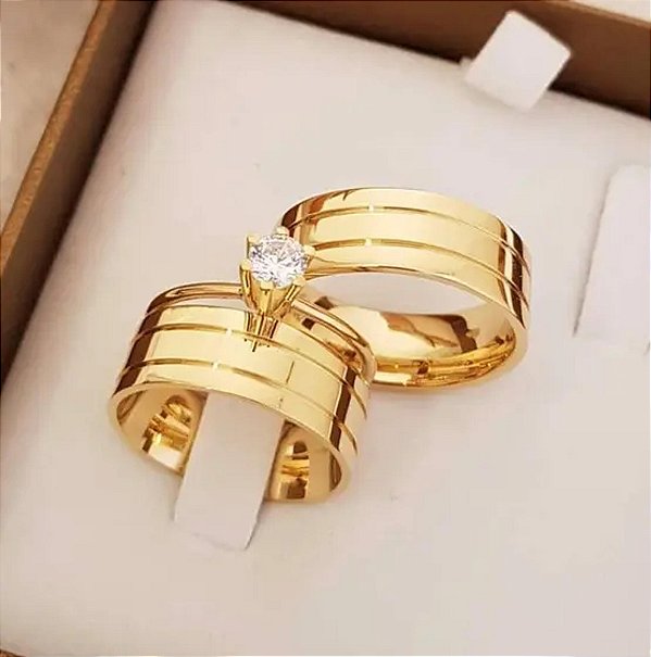 Aliancas Luna em Ouro 18K com 6mm de largura - Sheju Joias