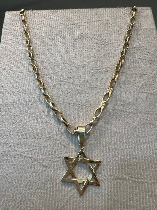 Cordão de ouro 18k Masculino com Pingente Estrela de Davi