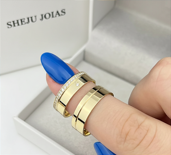 Par de Alianças Lovery Ouro 18k 5mm 12 gramas o Par