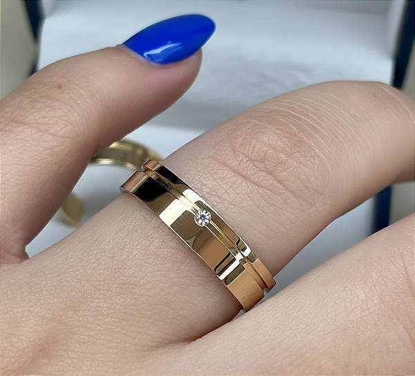 Par de Alianças Esttela Ouro 18k 5mm 8 Gramas o Par