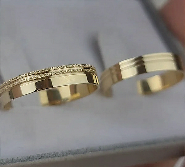 Par de Alianças Dubai Ouro 18k 4mm 4 Gramas o Par