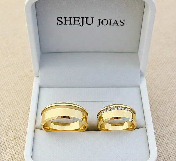 Par de Alianças Havena Ouro 18k 8mm 24 Gramas