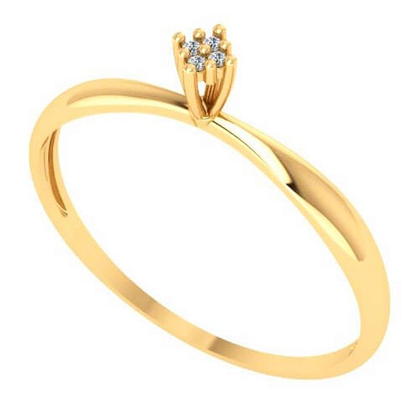 Anel Solitário Ouro 18K  Diamante AN2066