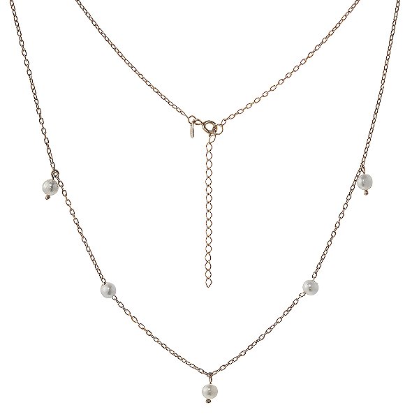 Gargantilha Prata Pérola GR489 Rose