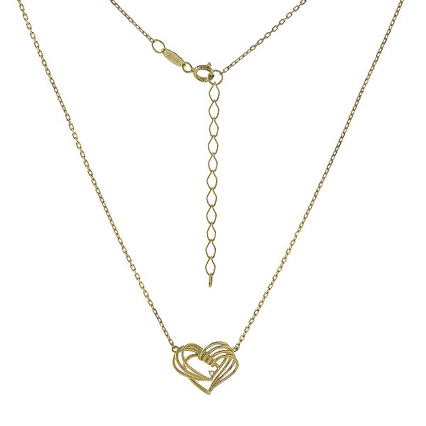Gargantilha Ouro Amarelo 18K GR499 Coração Diamante