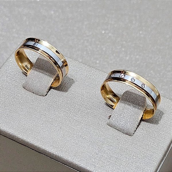 Par de Alianças Passion em ouro 18K com diamante 5.0mm