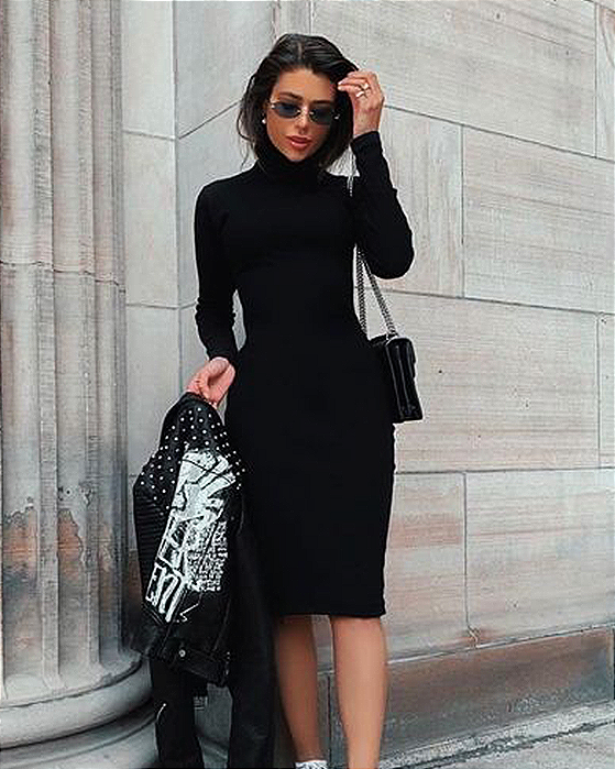 Vestido Canelado Mega Longo Slim