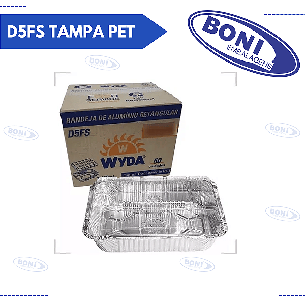 BANDEJA DE ALUMÍNIO D5 FS TAMPA PET C/ 50 WYDA