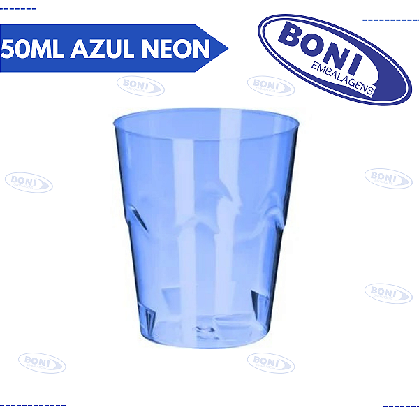 COPO BRIGADEIRO 50ML AZUL NEON STRAWPLAST C/ 10