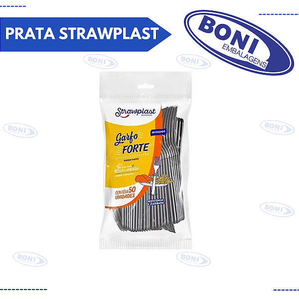 GARFO FORTE PRATA STRAWPLAST C/ 50