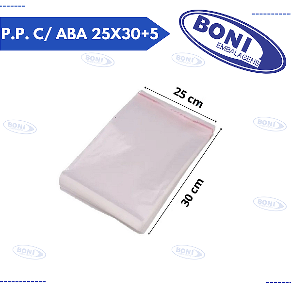 PLÁSTICO TRANSPARENTE P.P. C/ ABA 25X30+5