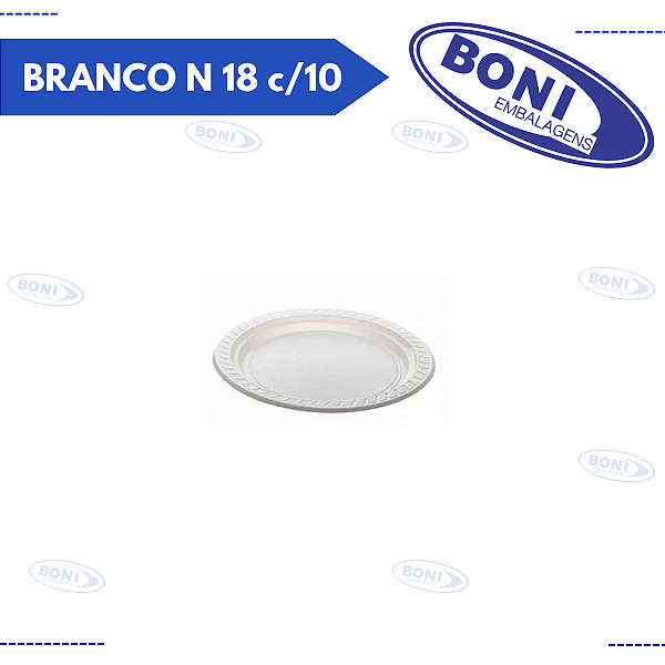 PRATO PLÁSTICO BRANCO N 18 c/10