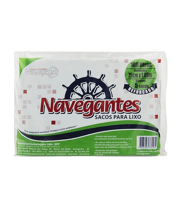 SACO LIXO ALMOFADA NAVEGANTES 100 lt C/5un