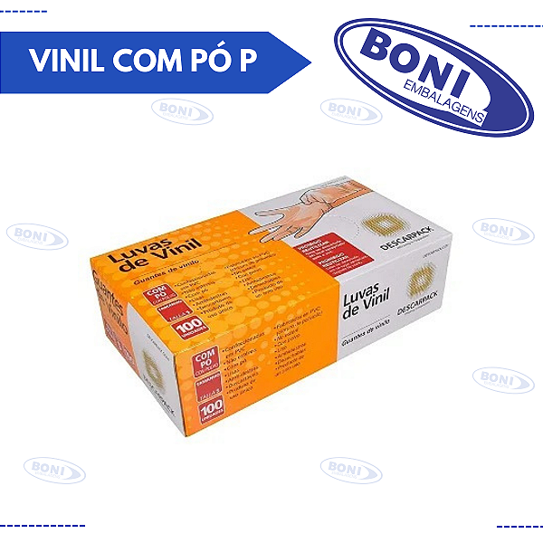LUVA DE VINIL COM PÓ P C/ 100