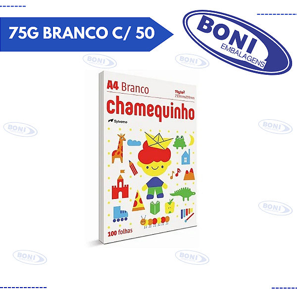 PAPEL A4 CHAMEQUINHO 75G BRANCO C/ 100