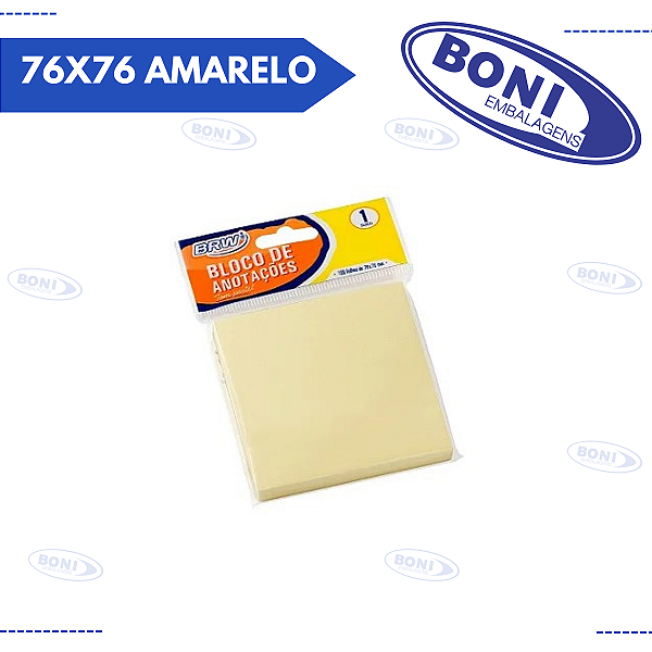 BLOCO DE ANOTAÇÕES BRW 76X76 AMARELO
