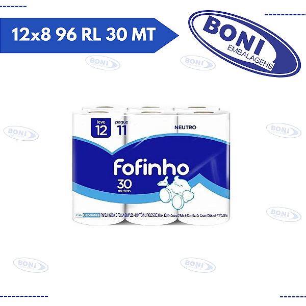 PAPEL HIGIÊNICO FOFINHO F/SIMPLES 12x8 96 RL 30 MT