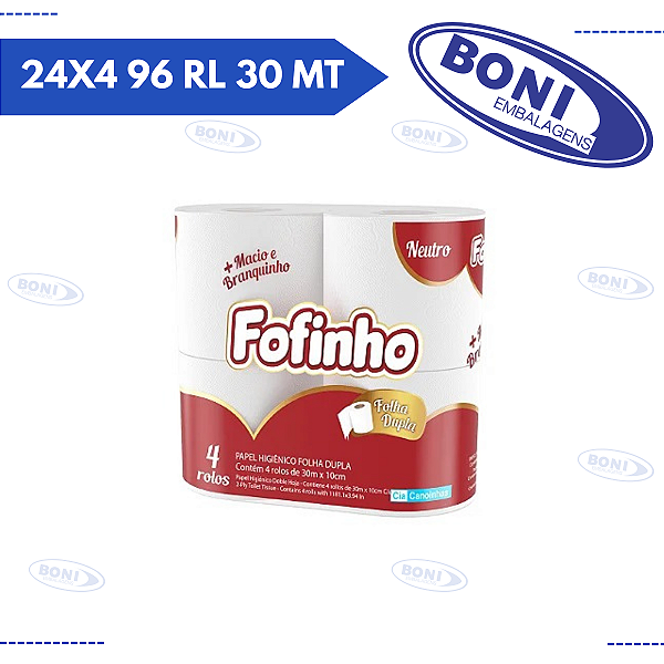 PAPEL HIGIÊNICO FOFINHO F/DUPLA 24X4 96 RL 30 MT