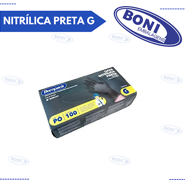 LUVA NITRÍLICA PRETA G C/ 100