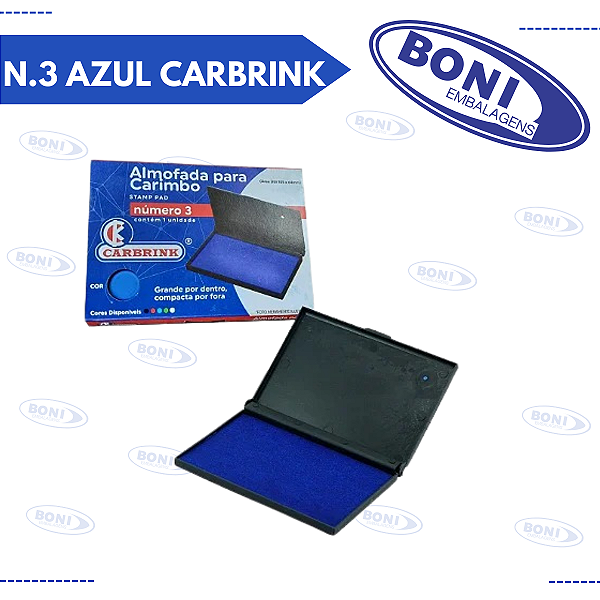 ALMOFADA CARIMBO N.3 AZUL CARBRINK