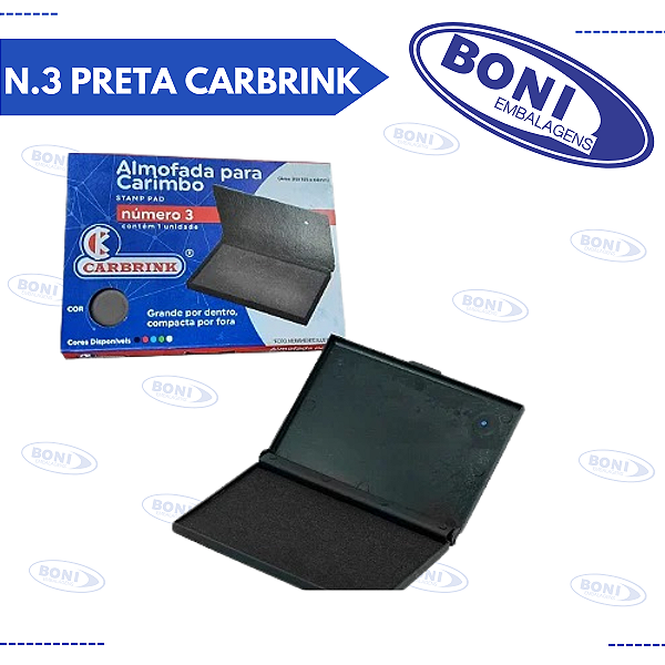 ALMOFADA CARIMBO N.3 PRETA CARBRINK