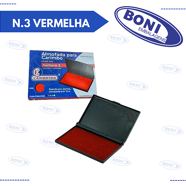 ALMOFADA CARIMBO N.3 VERMELHA CARBRINK