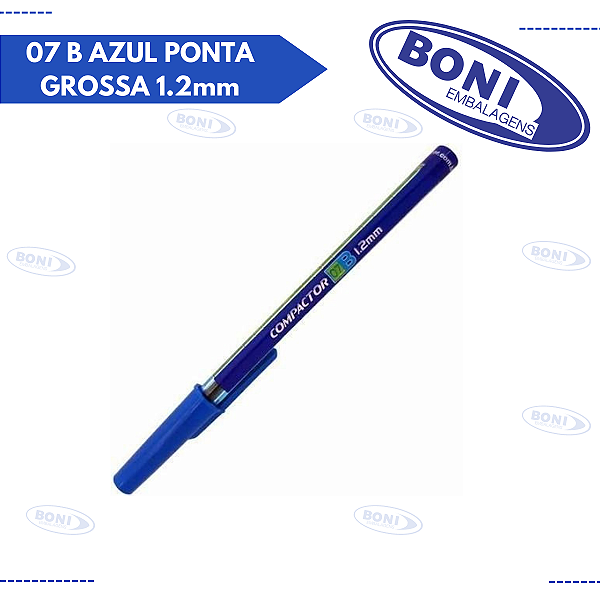 CANETA 07 B AZUL PONTA GROSSA 1.2mm COMPACTOR
