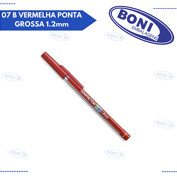 CANETA 07 B VERMELHA PONTA GROSSA 1.2mm COMPACTOR