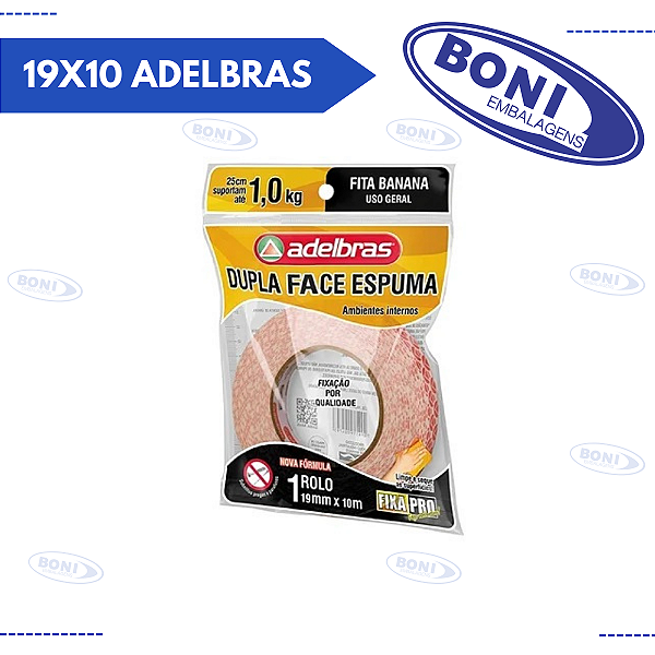 FITA DUPLA FACE ESPUMA FIXA PRO 19X10 ADELBRAS