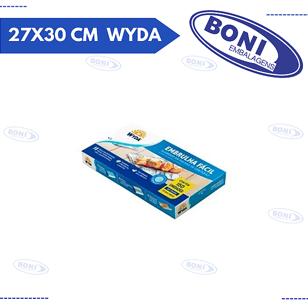 PAPEL ALUMÍNIO EM FOLHAS 27X30 CM C/150 WYDA