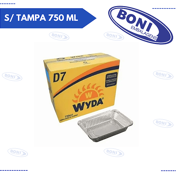 BANDEJA DE ALUMÍNIO D7 SEM TAMPA 750 ML C/ 100 WYDA
