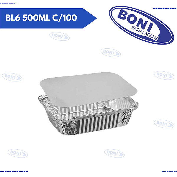 BANDEJA DE ALUMÍNIO BL6 500ML C/100 BOMPACK