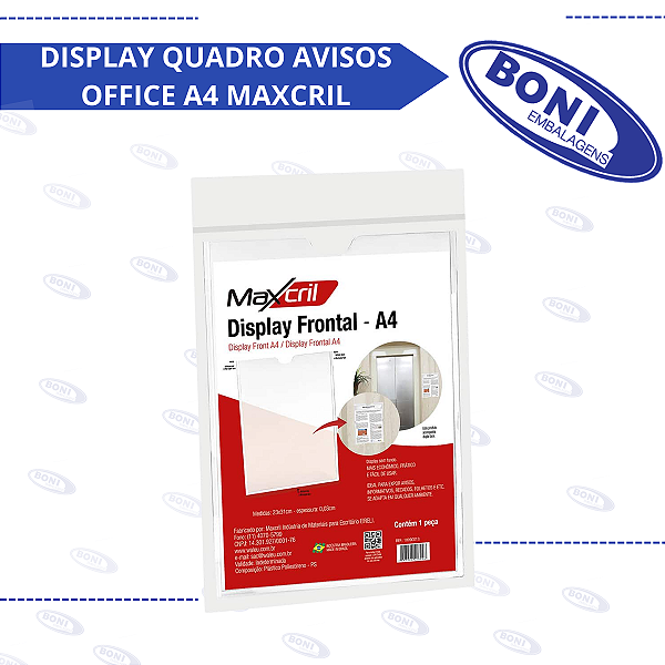 DISPLAY QUADRO AVISOS OFFICE A4 MAXCRIL