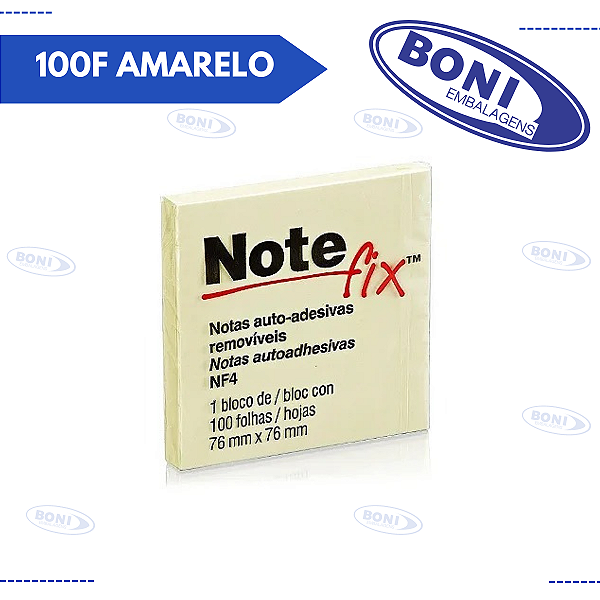 BLOCO DE ANOTAÇÕES NOTEFIX 76X76 100F AMARELO