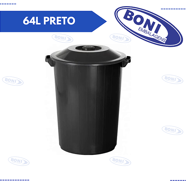 LIXEIRA PLASVALE 64L PRETO REF 377