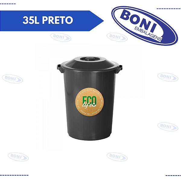 LIXEIRA PLASVALE 35L PRETO REF 375