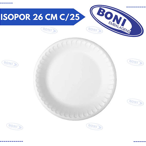 PRATO ISOPOR 26 CM C/25 COPOBRAS