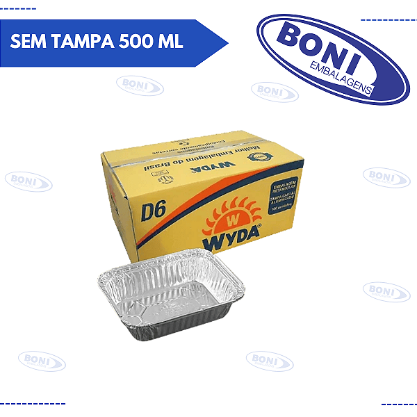BANDEJA DE ALUMÍNIO D6 SEM TAMPA 500 ML C/ 100 WYDA