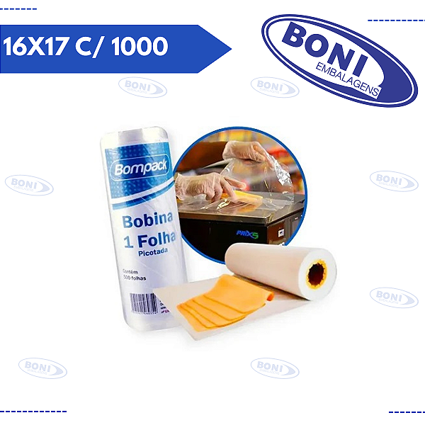 BOBINA PICOTADA FOLHA SEPARAR HAMBÚRGUER 16X17 C/ 1000