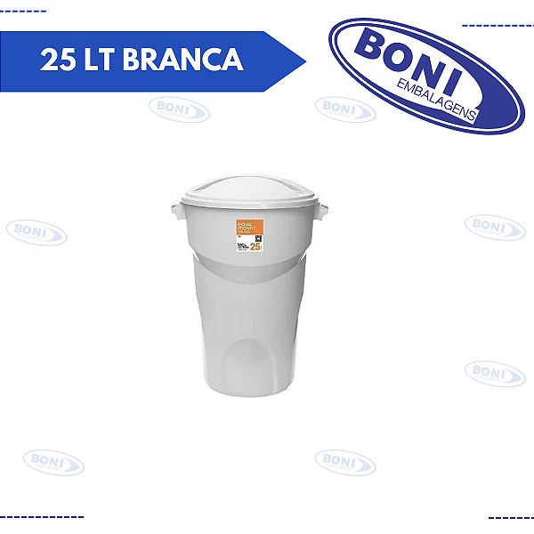 LIXEIRA REDONDA C/TP 25 LT BRANCA PARAMOUNT