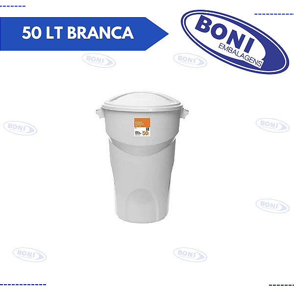 LIXEIRA REDONDA C/TP 50 LT BRANCA PARAMOUNT