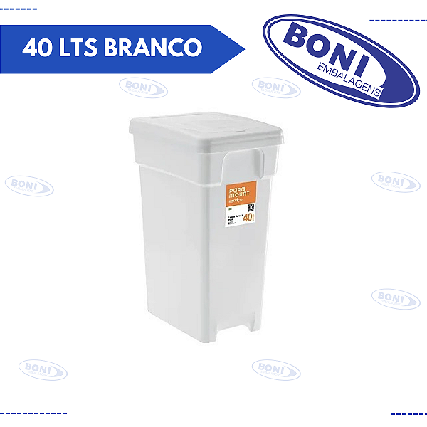 LIXEIRA SELECTA 40 LT BRANCO PARAMOUNT
