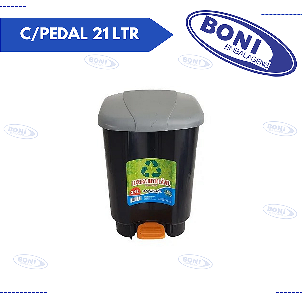 LIXEIRA C/ PEDAL 21 LTS PRETA ARQPLAST